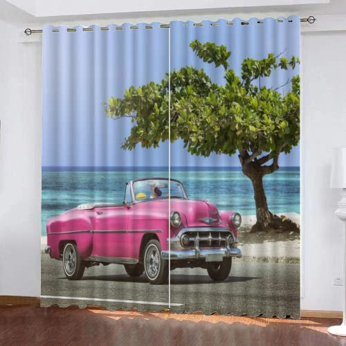 DICOIN Vorhang Blickdicht 2Er Set Kinderzimmer,3D Gardinen Blickdicht Motiv Auto Mit Ösen Kurz 100X140Cm(Hxb)/100X70Cm*2 Polyester Gardinen Blickdicht Für Kinderzimmer Mädchen Jungen,Y15