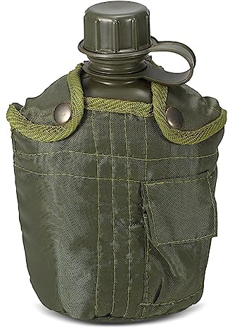 Karlak Gourde militaire en plein air de 1 L pour camping, randonnée, randonnée, bouilloire avec couvercle
