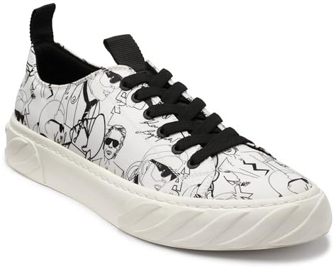 Karl Lagerfeld Paris Herren Niedriger Logo und Gummisohle Sneaker, Weiss/opulenter Garten, 44 EU