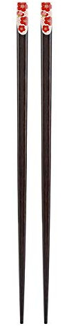 1 par de palillos de madera reutilizables y duraderos con patrón de Sakura (estilo flor de ciruelo (rojo grande))