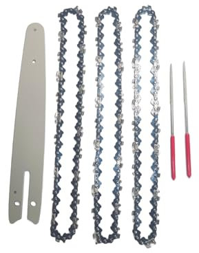 EdvenA 6pcs 8 Inch Chainsaw Guide Bar and Saw Chain Set 45 Drive Link Electric Saw 1/4inch with File for Brushless Electric Saw Wood Cutter Spare Chain