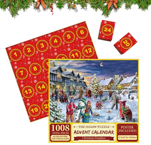 Adventskalender 2023 Weihnachts Jigsaw Puzzle, Weihnachtskrippe Nativity Scene Jigsaw Puzzle Advent,1008 Teile Weihnachten Adventskalender Countdown 24 Tage Puzzles Geschenke für Erwachsene und Kinder
