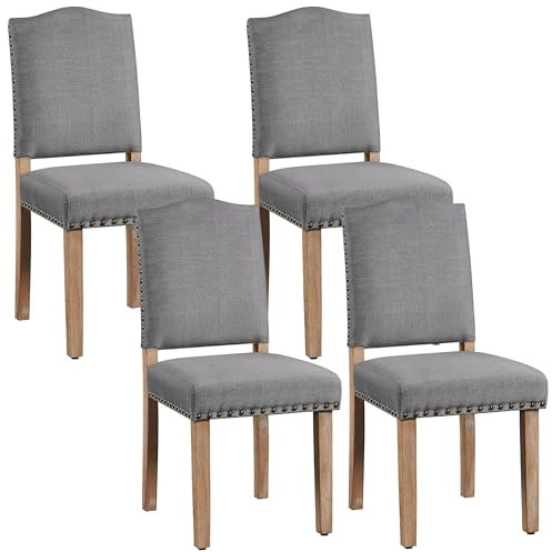 Yaheetech 4er Set Esszimmerstühle Stühle gepolstert, Modern Küchenstuhl bequemer Polsterstuhl, belastbar bis 136 kg, fürs Esszimmer/Küche/Wohnzimmer, dunkelgrau