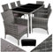 TecTake® Salon de Jardin Extérieur en Poly Rotin - Table, 8 Fauteuils Confortables, Housse de Protection - Mobilier pour Aménagement Balcon Terrasse - Gris Tacheté/Gris