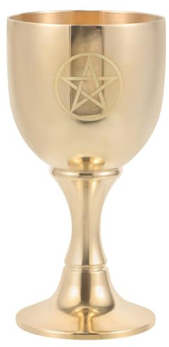 TOVINANNA Pentagram Chalice Brass Cup Wine Tumblers Medieval Wine Glasses Antique Whiskey Glasses Copper Wine Goblet Altar Chalice Decoration Small Altar Chalice Craft Altar Goblet Metal