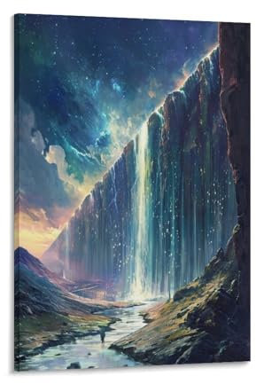 KeAan Waterfall Poster Wallscroll Wandbanner Für Dekorative Rollbild Wandbild Stoff Poster Leinwand Wandkunst Wand-Deko Leinwandbilder Ölgemälde 16x24inch(40x60cm)