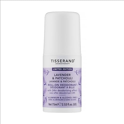 Tisserand - Natural Roll-On Deodorant - Lavender & Patchouli - Unisex - 75ml - Organic & Long-Lasting Protection - 1 x Deodorant Bottle