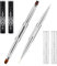 2pcs Hard Gel Nail Brush, Builder Gel Brushes for Design Nails, French Manicure Brush French Tip Nail Gel Liner Brush Dual-Ended Nail Design Brushes Rhinestone Handle Nail Brush Professional Nail Art