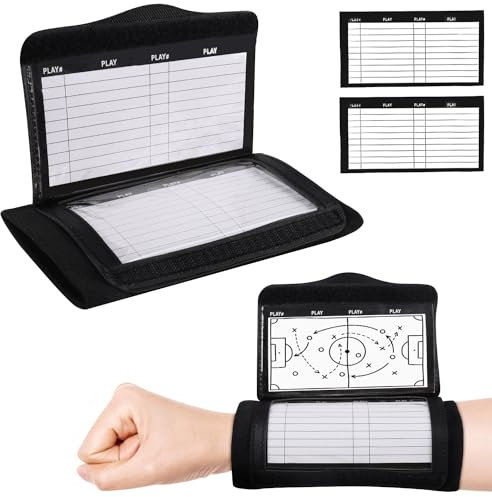 Dncvb Wrist Coach, Schwarz Wristband Football, Wrist Playbook mit 2 Papierkarte Fold Transparent Football Play Wristbands, Sport-schweißband mit Tasche für Tackle, Touch, Flagge, Fußball
