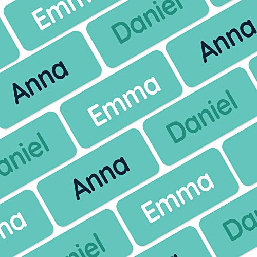Klebekerlchen® Namensaufkleber Kinder & Erwachsene (60 Stück) – Namensschilder für Kleidung personalisiert – Etiketten selbstklebend für Schule, Kita, Seniorenheim & Beruf - Petrol