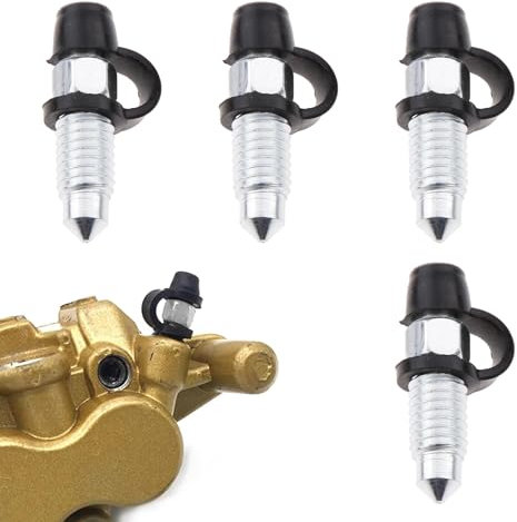 Bleed Screw with Dust Cap,Brake Caliper Exhaust Screw with Dust Cover,Brake Caliper Bleed Screws with Dust Caps for Motorcycles,Exhaust Screw with Rubber Dust Cap 4 Sets M8x1mm Oyiclyea