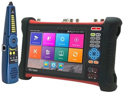 ARTGOS Tragbarer Kameratester, 7 Zoll 4k CCTV IPC Tester 8MP TVI CVI SDI CVBS IP AHD 6 IN 1 Kamera Tester Monitor Mit POE UTP TDR Optische Leistungsmesser Videoüberwachungstests(TI-9697MADH)