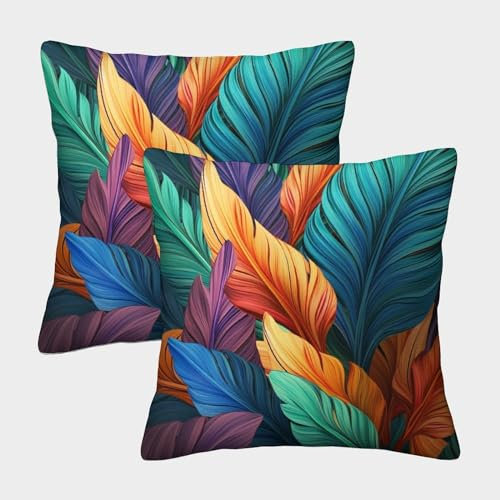MEFESE Feder Kissen Bezug 2er Set Kissenbezüge Wohnzimmer Kissenhülle Sofakissen Polyester Polster Textil Für Sofa Bett Garten Balkon Kinderzimmer Deko Kissen 40x40cm