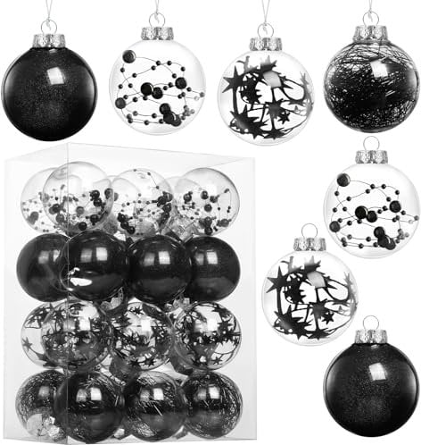 Kesote Weihnachtskugeln Schwarz 24x Christbaumkugeln Weihnachtsbaumschmuck Weihnachtsdeko für Weihnachten Party