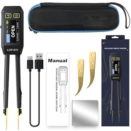 LCR Meter Tester Smart Bridge Tweezer Kit LCR Digital Bridge Tester LCR Misuratore di Resistenza Induttanza Capacità Test Componenti (LCR-ST1 Tweezer Bridge)