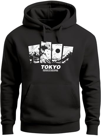 Neverless® Hoodie Herren Japan Tokyo Große Welle Kanagawa Japanische Kunst Aufdruck Männer Fashion Streetstyle