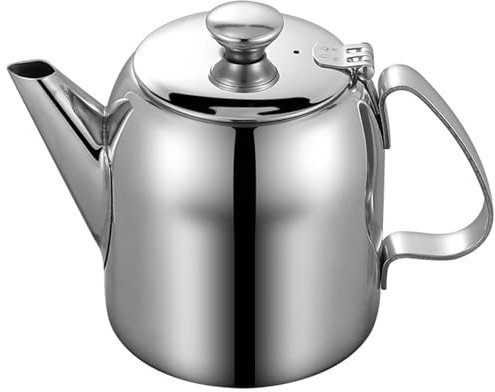 BEAHING Stainless Steel Teapot 20 Oz Spill-proof Metal Teapot with Short Straight Spout Cold Water Jug Coffee Kettle for Restaurants, Conference Rooms, Living Room Tea Kettle
