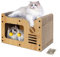 Nobleza Rascador de Cartón para Gatos con Juguete de Bola y Catnip, Casa para Gatos Cartón Grande, 47,5x25x32,5 cm