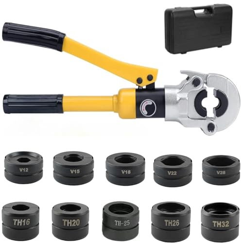 INREPRO 8T Utensili di crimpatura idraulici per tubi Pinza Idraulica Crimpare Set di Strumenti di Crimpatura Pinza a Pressione Idraulica per tubi in alluminio-plastica con Matrici