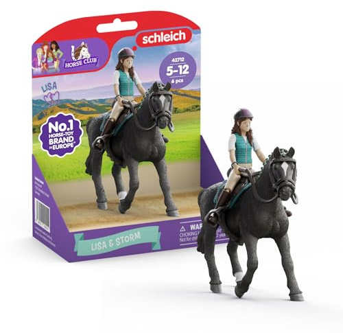 schleich HORSE CLUB | Lisa & Storm 42712 | ab 5 Jahren | 6 Teile | bewegliche Mädchenfigur | mit Pferde Zubehör | tolles Geschenk für Mädchen und Jungen | Pferde Spielzeug