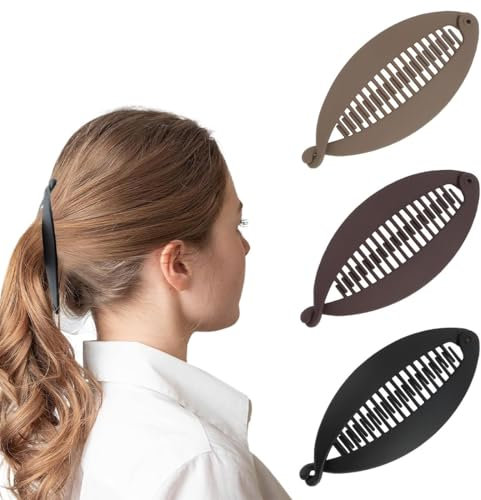 JEYORZY 3 Pcs Banana Clip, Pinzas para el Cabello de Plátano, Peines Grandes Vintage de Plátano, Clip de Cola de Caballo, Peine de Cola de pez, Accesorios Pelo Mujer, Para Mujeres y Niñas