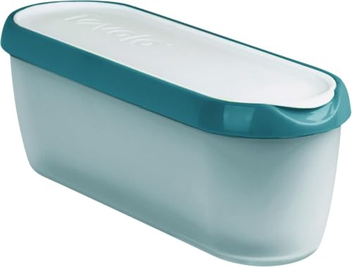 Tovolo Glide-A-Scoop - Recipiente de helado reutilizable, color azul marino, recipiente hermético sin BPA para helado casero, almacenamiento compacto en congelador, apto para lavavajillas (1.5 cuartos