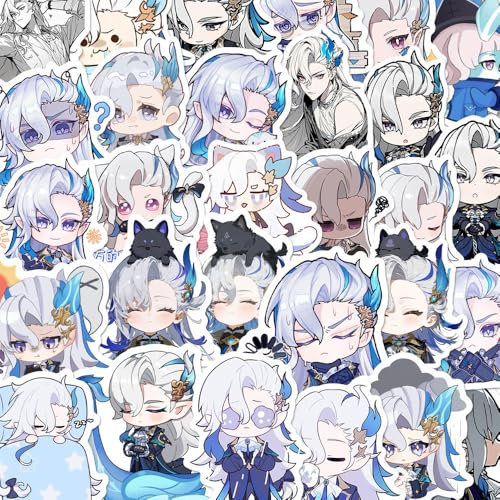 54 Neuvillette Aufkleber Gen Shin Neuvillette Figur Vinyl Wasserdicht DIY Stickers Für Computer Skateboard Gepäck Auto Fahrrad