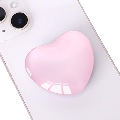 DOINEUFL 2PCS Phone Grip, Cute Heart Shaped Expanding Moblile Cell Phone Glass Holder, Multi-angle Collapsible Stand for Smartphones, Pads, Tablet (Light pink)