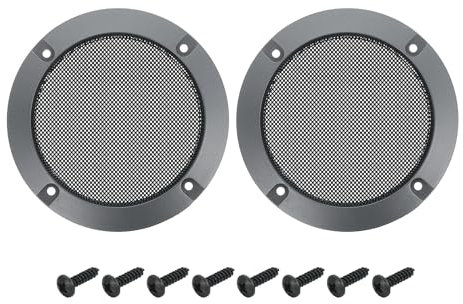 sourcing map 2 Pcs 4inch Black Speaker Grill Mesh Metal Woofer Guard Protector Dust Cover Iron Gray Decorative Circle ABS Frame with Screws for Home Audio Car Speaker Replacement