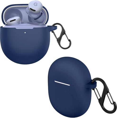 CONAPIKA Hülle für Google Pixel Buds 2A mit karabiner, Voller Schutz Silikon Earbuds Schutzhüllen Haut Case Ultra-dünnes Weiches Stoßfeste Wasserdichte Unterstützt Kabelloses Laden Kopfhörer Abdeckung