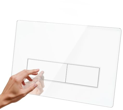 Empyreal WC Drückerplatte Gehärtetes Glas für Geberit Sigma 01/20/30 Weiß | Betätigungsplatte für UP300 & UP320, Spülkasten-Ersatzteil mit Spülhebel-Set und Einbaurahmen, 245 × 164 mm