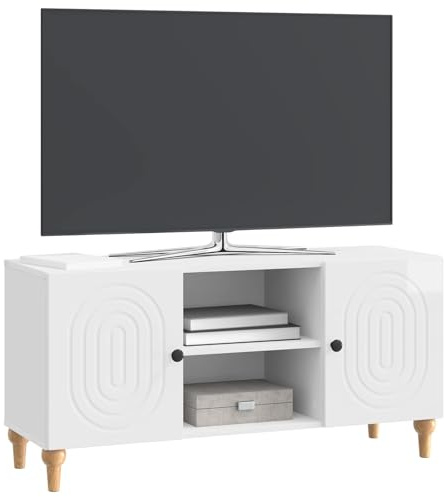 vidaXL TV-Schränk Hochglanz Weiß 102 x 34,5 x 50 cm Holzwerkstoff, Stylische Wohnzimmermöbel, rechteckiger Medienkonsole, viel Stauraum, praktischer TV-Ständer, platzsparend