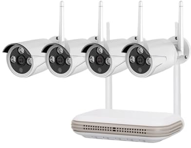 POAHNCU Telecamera Wi-Fi, Di Telecamere CCTV, Kit Registratore Rete WiFi Wireless Domestico A 4 Canali Da 3 MP,per vialetto del giardino