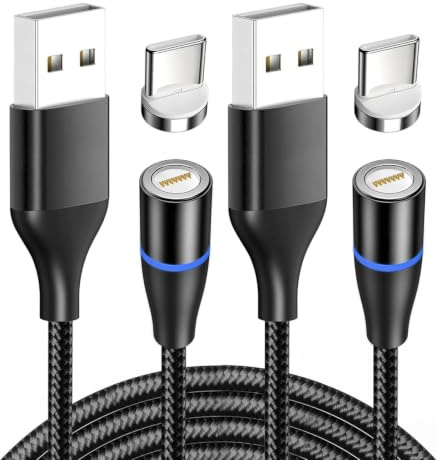 Cable Magnético de Carga Rápida 2m 60W 2Pack, Cable USB Magnetico Tipo C, Cable de Carga Magnético Nylon Trenzado, Cable Cargador USB C Magnética para Plaud, para Samsung Huawei Xiaomi