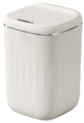 AFXGUSD Papelera Automática, Papeleras de Baño con Tapa, Papelera Eléctrica, Papelera Sin Contacto para La Oficina, 24L Blanco Crema, Individual