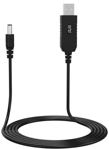 Asobilor USB to 9V Step Up Cable, 5V to 9V DC Voltage Converter, Centre-Positive 5.5x2.1mm Barrel Plug, 1.5m Boost Power Cable for Router, Desk Lamp, Audio Gear and Small Electronics