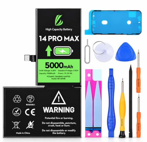 LL TRADER Akku für iPhone 14 Pro Max, 5000mAh mit Reparatursets A | Hochleistungs-Ersatzbatterie Kompatibel mit iPhone 14 Pro Max, A2651, A2893, A2896, A2895, A2894