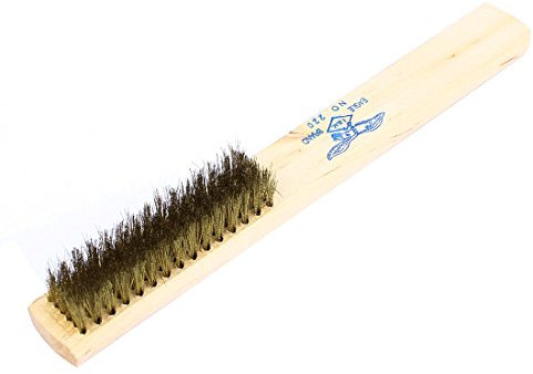 sourcing map 8.3 Length 15 Rows Wood Handle Brass Bristle Wire Scratch Brush