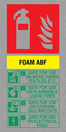 Viking Schilder fz1404-p12-ms ABF Schaum Feuerlöscher Schild, marine Grade, Edelstahl, 200 mm H x 100 mm W