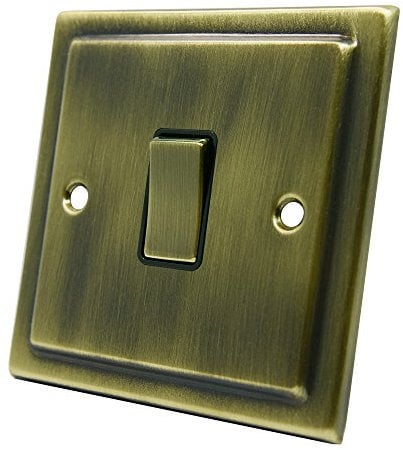 AET VAB1GSWIBB Victorian Antique Brass Switch-10 Amp Single 1-Gang 2 Way Light Switch, 240 V