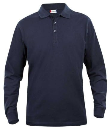 CliQue Herren Classic Long Sleeve Polo Poloshirt, Blau (Dunkles Marineblau), L