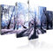 B&D XXL - Wandbilder XXL 225x112cm 5 tlg - Wand Deko Leinwand Bilder Groß Wanddeko Wohnzimmer Schlafzimmer Kunstdrucke - Natur Bäume Wald Park c-B-0030-b-p