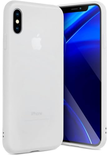 ONEFLOW SlimShield Pro für iPhone X/iPhone XS Hülle Ultra dünn erhöhter Rand, TPU Backcover minimalistisch Handyhülle flexibel, Schutzhülle mit Kamera- und Displayschutz, Weiß