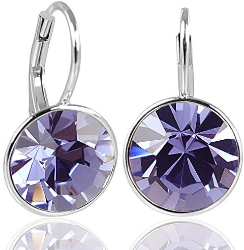 NOBEL SCHMUCK Silber-Ohrringe Lila Kristalle 925 Silver Brilliantschliff