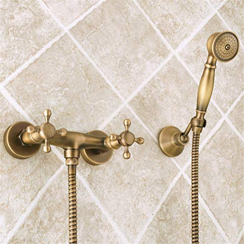 Wanym Badewanne Wasserhahn Mit Dusche, Badarmatur Wandmontage Antik Messing Badewannenarmatur Mit Handbrause Set Handbrause Dusche Wasserhahn Set, Bronze