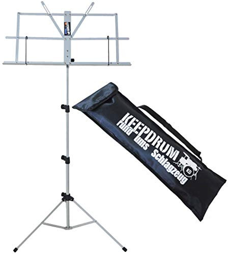 keepdrum MUS2 Notenstaender kindgerecht + keepdrum Tragetasche (Silber)