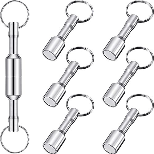 6 Pièces Porte-Clés Magnétique en Métal Porte-Clés Magnétique Porte-Clés Magnétique de Poche avec Anneau Fendu Bijoux Test Aimant pour Recycleurs de Métaux, Amateurs et Collectionneurs