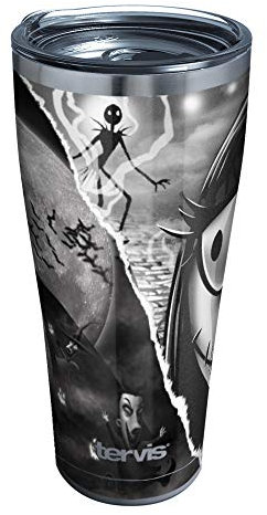 Tervis Disney – Gobelet de voyage isotherme à triple paroi L'Étrange Noël de monsieur Jack Garde les boissons froides et chaudes, 887 ml, héritage en acier inoxydable