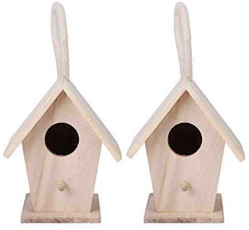 Hängendes Vogelhaus, 2 Stück Holz Vogelhaus hängender Nistkasten für dekoratives Zubehör für Terrasse Garten im Freien