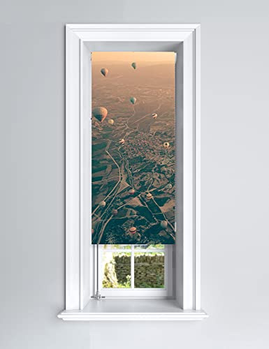 Lister Cartwright Photographic Blackout Roller Blind - (60 x 140 cm) Printed Colourful Roller Blind Easy Fit Window Blind with Child Safety - Bedroom Bathroom Kitchen & Living Room-Hot Air Balloons
